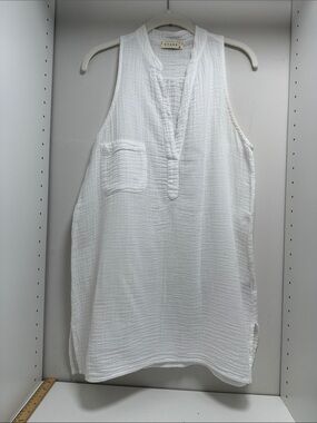 STARK X White Sleeveless Gauze Swim Coverup Tunic sz S